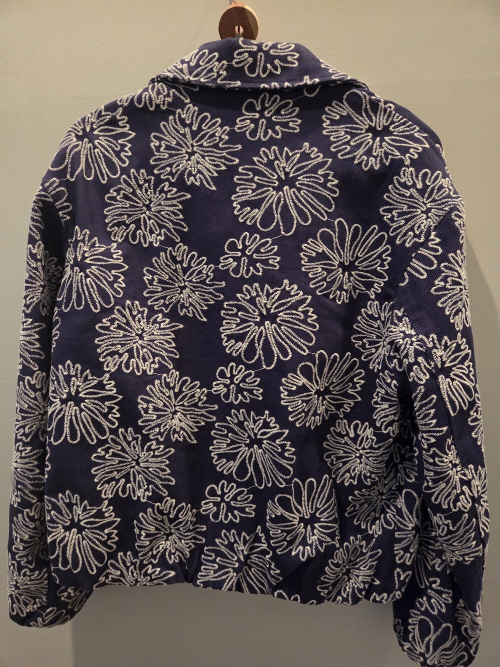 Zara Navy Floral Print Bomber Jacket - Picture 3 of 6